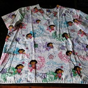 Nickelodeon Women's Scrub Top Size 2 X-Large Dora